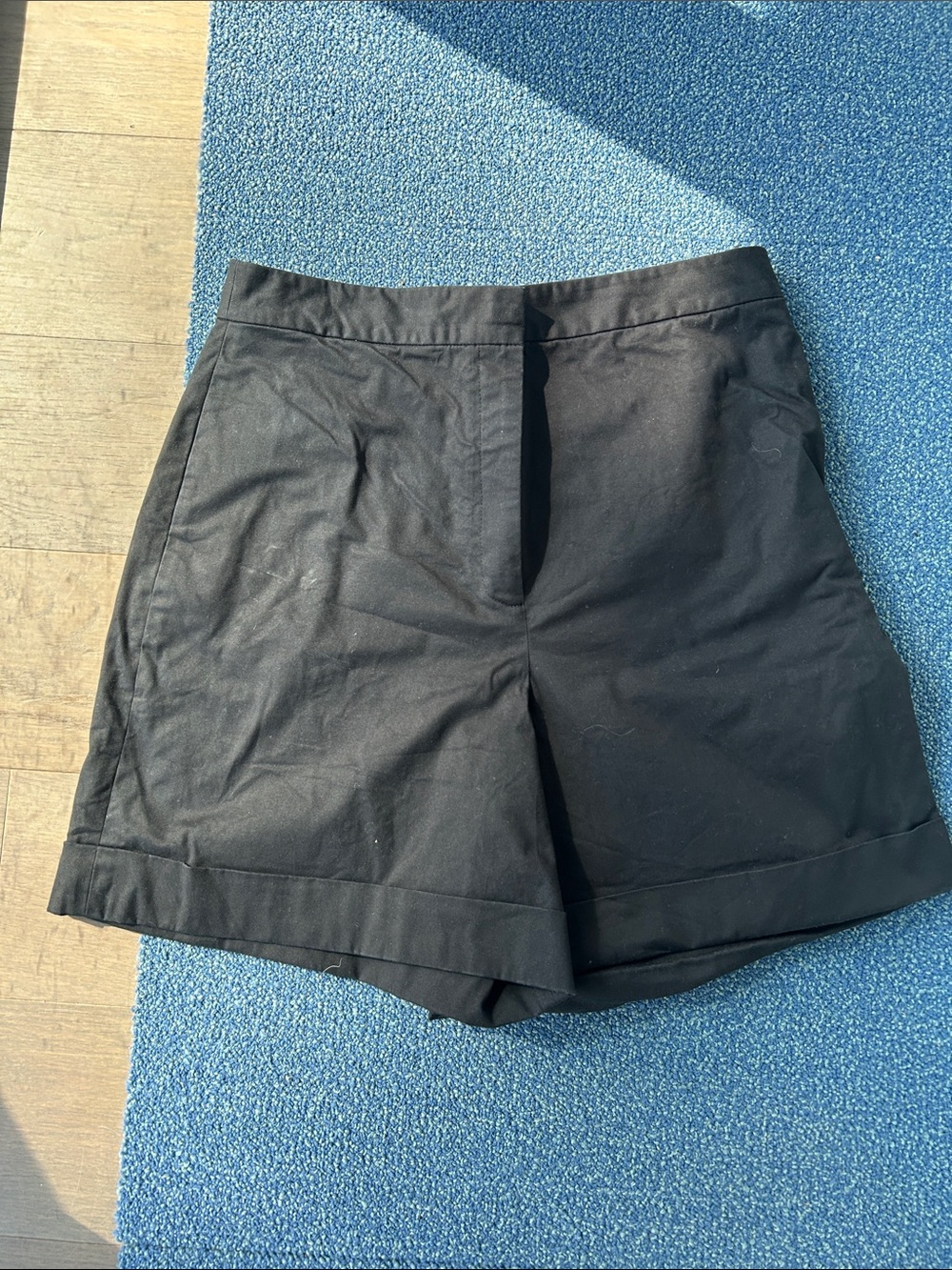 Theory Black Tailored Bermuda Shorts with Cuffed Hem